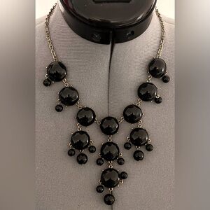 J. Crew Vintage Chandelier Necklace,Brass & Black,Chunky Bead.Retro 1950s style.